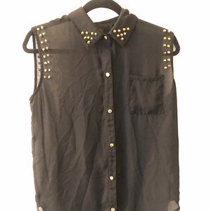Material Girl Sheer Studded Blouse